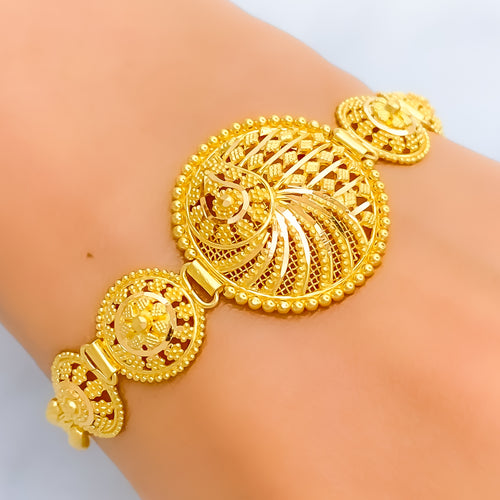 Paisley Adorned Dome 22k Gold Bracelet