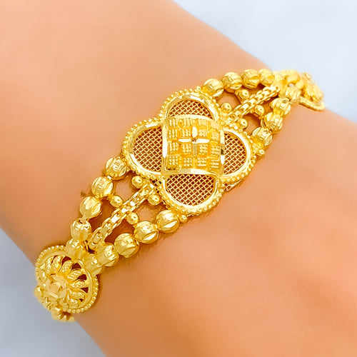 Geometric Mesh Flower 22k Gold Bracelet