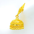 Decorative Floral Striped 22k Gold Jhumki Earrings 