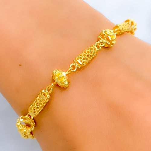 Distinct Jali 22k Gold Barrel Bracelet