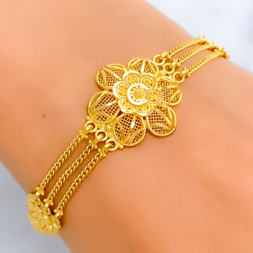 Palatial Floral Netted 22k Gold Bracelet