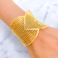 Magnificent Draped 21K Gold Leaf Bangle Bracelet