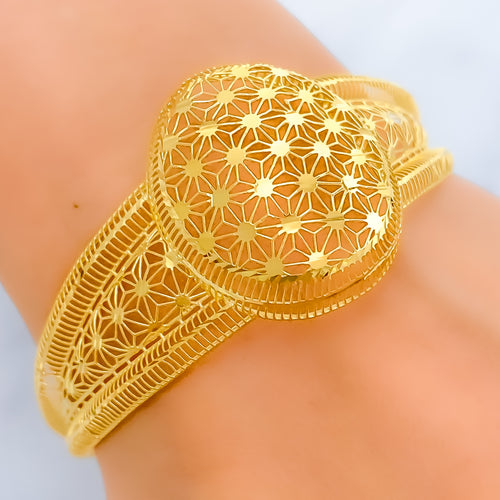 Trendy Floral Jali 21K Gold Bangle Bracelet