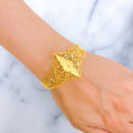 Fancy Diamond Shaped 21K Gold Netted Bangle Bracelet