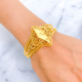 Fancy Diamond Shaped 21K Gold Netted Bangle Bracelet