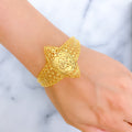 Elegant Floral Marquise 21K Gold Bangle Bracelet