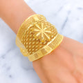 Bold Engraved Floral 21K Gold Bangle Bracelet