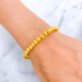 Sparkling Striped 21K Gold Orb Bangle Bracelet