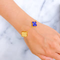 Magnificent Royal Blue 21k Gold Clover Bracelet 