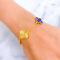 Magnificent Royal Blue 21k Gold Clover Bracelet 