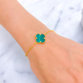 Majestic Malachite 21k Gold Clover Bracelet 