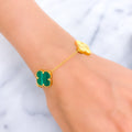Majestic Malachite 21k Gold Clover Bracelet 