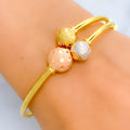 Decorative Triple Orb 22k Gold Bangle Bracelet 