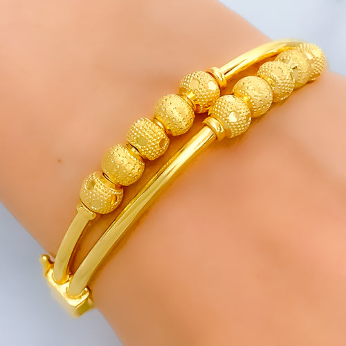 Layered Decadent 22k Gold Orb Bangle Bracelet 