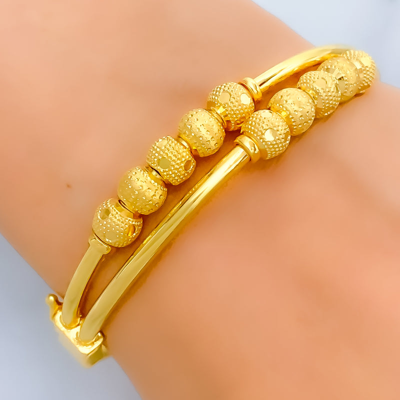 Layered Decadent 22k Gold Orb Bangle Bracelet 