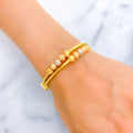 Vibrant Striped 22k Gold Orb Bangle Bracelet 