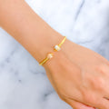 Dainty Matte Three-Tone 22k Gold Orb Bangle Bracelet 
