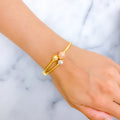 Majestic Tri-Colored 22k Gold Orb Bangle Bracelet 