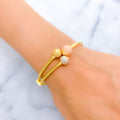 Majestic Tri-Colored 22k Gold Orb Bangle Bracelet 