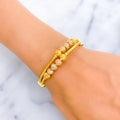 Impressive Multi-Tone Striped 22k Gold Bangle Bracelet 