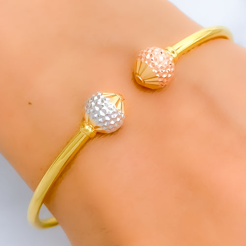 Gorgeous Textured 22k Gold Orb Bangle Bracelet 
