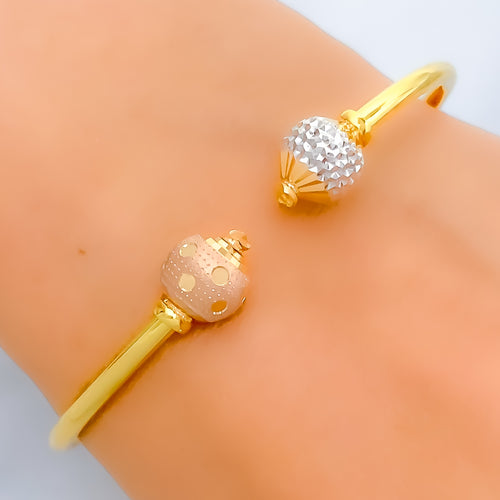 Delicate Dotted 22k Rose Gold Bangle Bracelet 