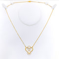 Unique Infinite Heart 21k Gold CZ Necklace 