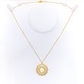 Graceful Fine Floral 21k Gold CZ Necklace 