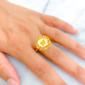 Luscious Hexagon Flower 22K Gold Ring