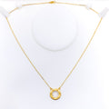 Trendy Twinkling Halo 21k Gold CZ Necklace 