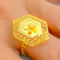 Shimmering Netted Hexagon 22K Gold Ring