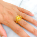 Stunning Shiny Striped Flower 22K Gold Ring