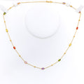 Sleek Vibrant 21k Gold CZ Necklace 