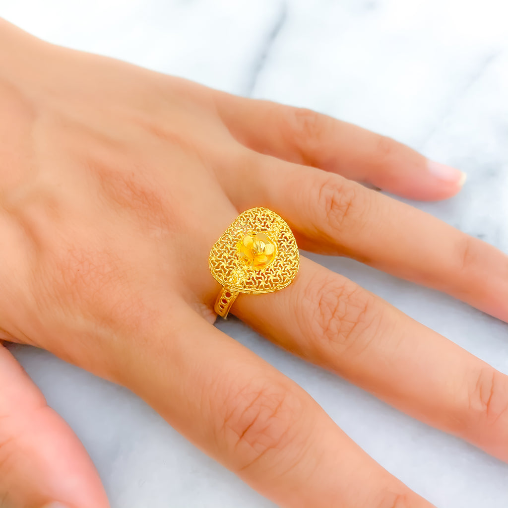 Refined Netted Heart 22K Gold Ring – Andaaz Jewelers