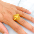 Dazzling Netted Square 22K Gold Ring 9.1