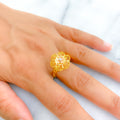 Three Tone Flower Mesh 22K Gold Ring