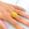 Extravagant Oval Floral 22K Gold Ring