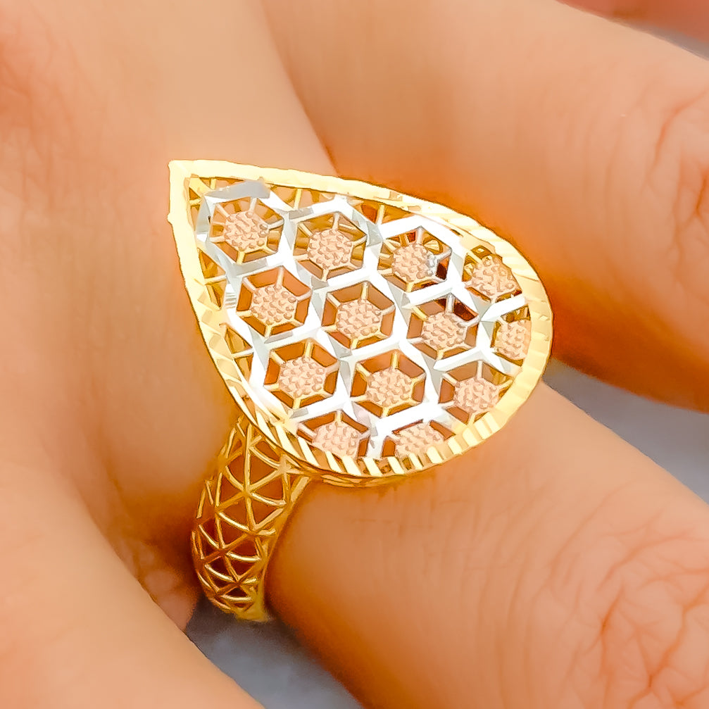 Chic Three-Tone 22K Gold Ring – Andaaz Jewelers - Main Image