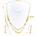 Golden Elegant Striped 5-Piece 21k Gold Necklace Set 