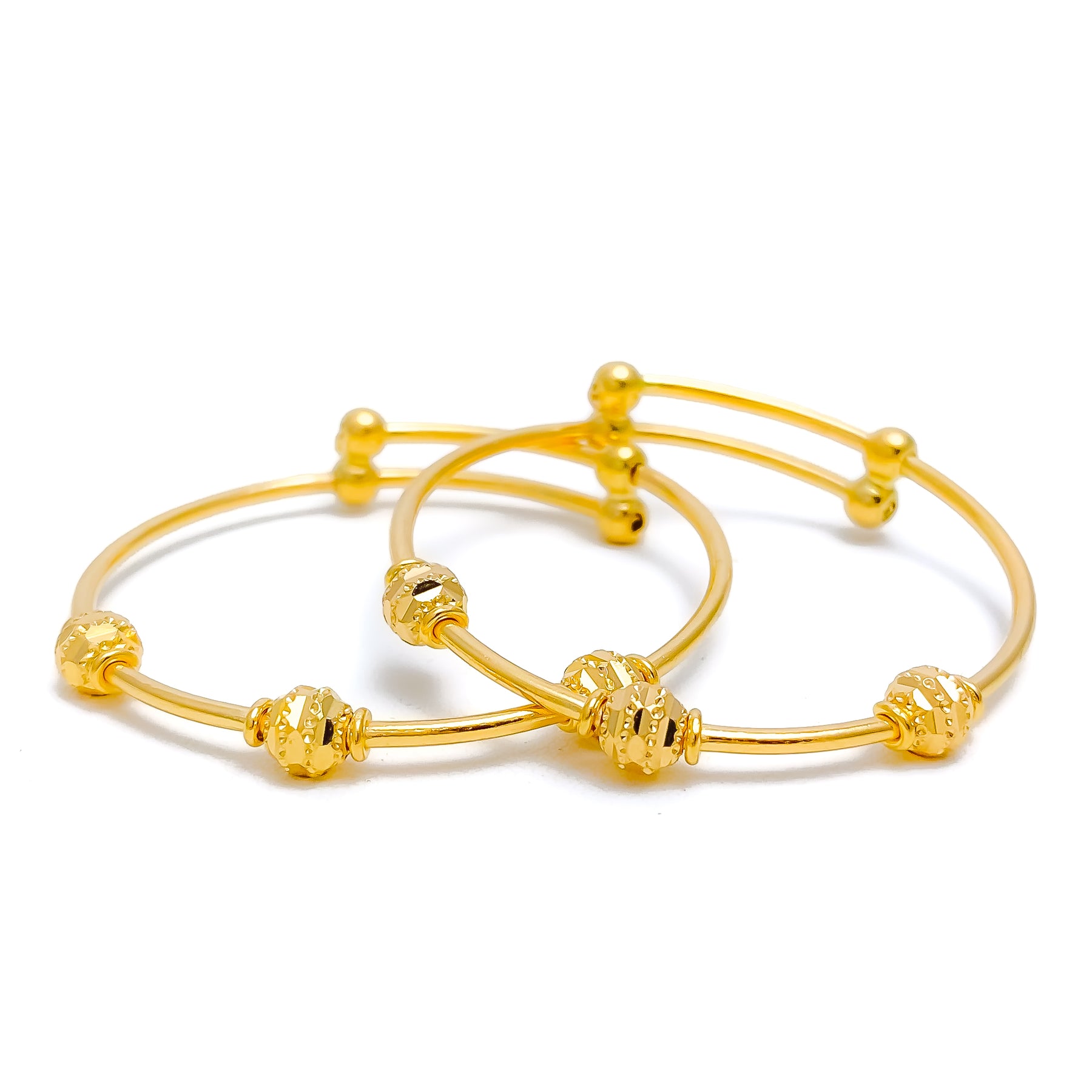 Classy Striped Orb 22k Gold Baby Bangles Andaaz Jewelers