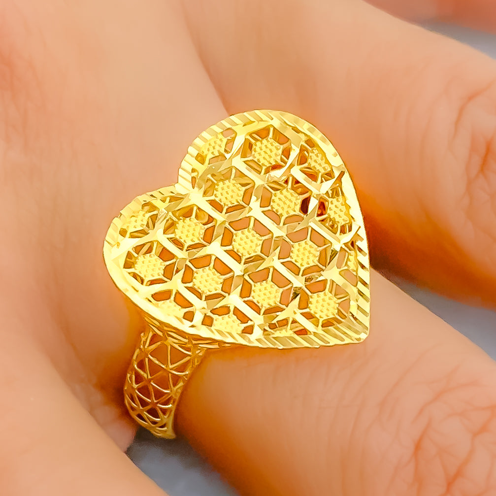 Buy Heart Design Diamond Ring, Solid Gold Minimalist Ring, Valentine's Day  Gift Online in India - Etsy