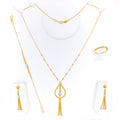 Opulent Gleaming Drop 5-Piece 21k Gold Necklace Set 