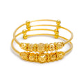 Decorative Multi-Orb 22k Gold Baby Bangles