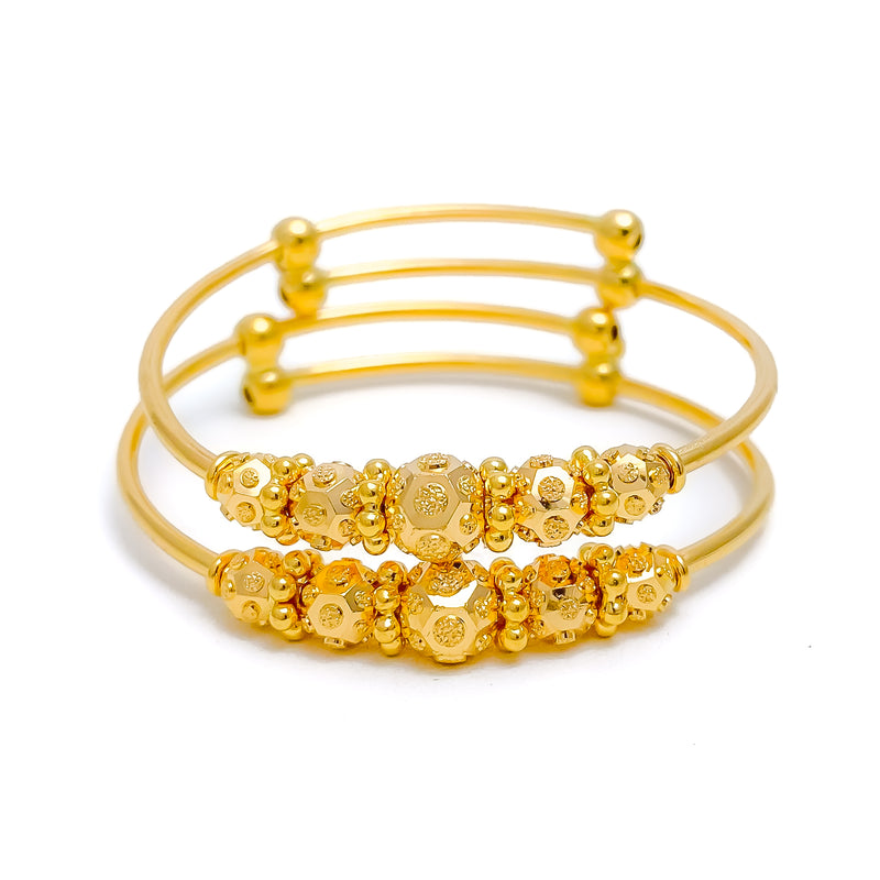 Decorative Multi-Orb 22k Gold Baby Bangles