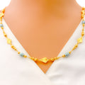 Unique Enameled Embellished 5-Piece 21k Gold Necklace Set 