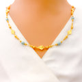 Unique Enameled Embellished 5-Piece 21k Gold Necklace Set 