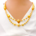 Bold Graceful Dual Layered 5-Piece 21k Gold Necklace Set 