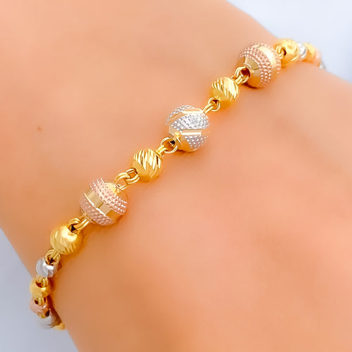 Graceful Alternating Orb 22k Gold Bracelet