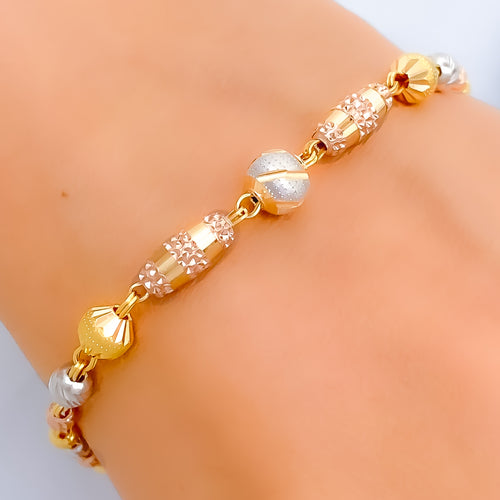 Elongated Fancy Orb 22k Gold Bracelet