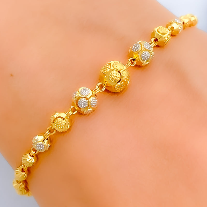 Sophisticated Curved Orb 22k Gold Bracelet